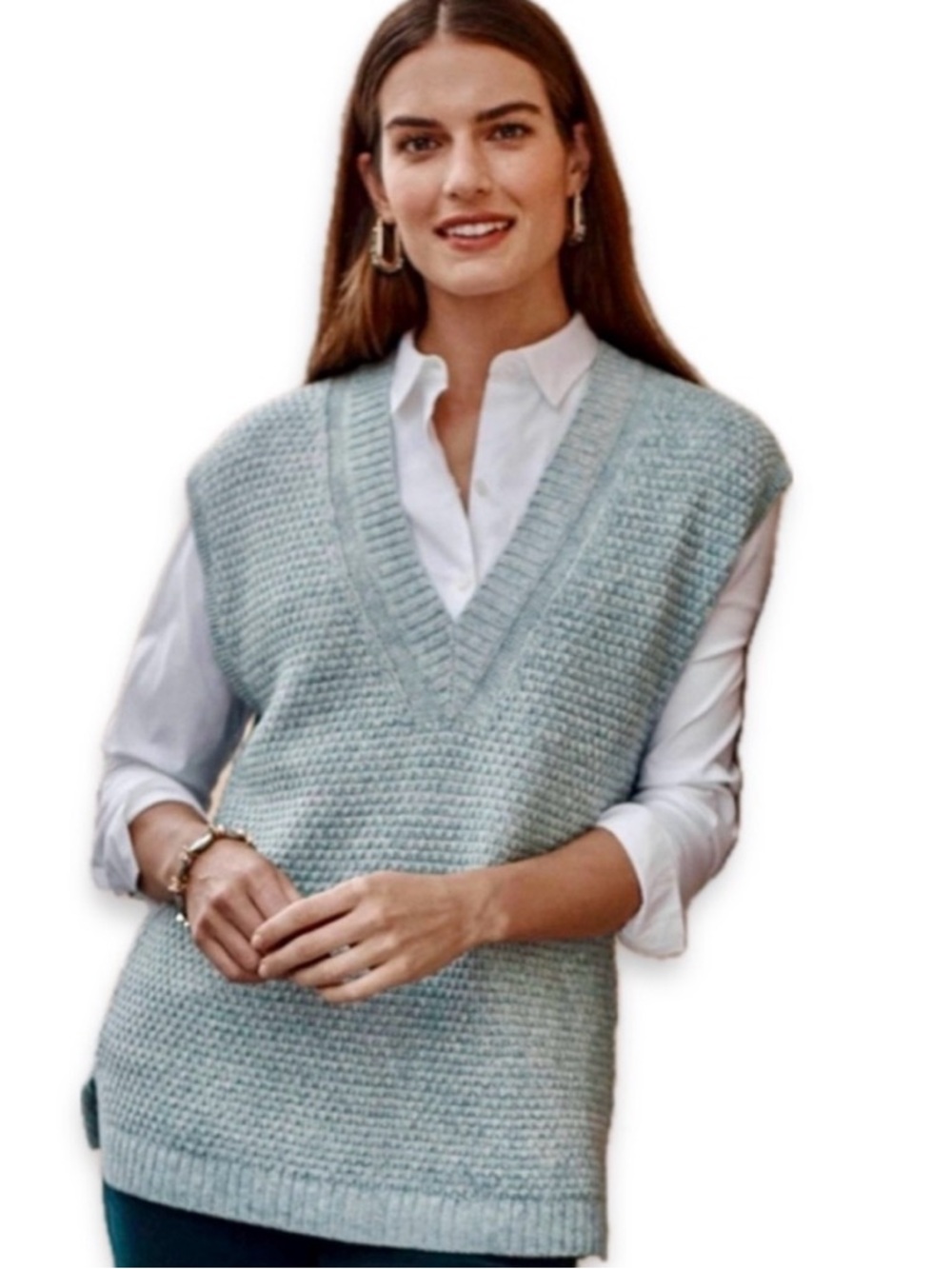 J.Jill Sleeveless V Neck Sweater Vest Women’s Size Small in Blue Spruce